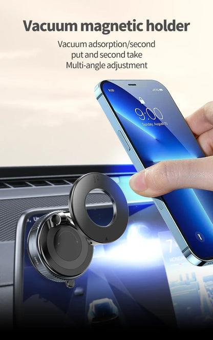 Rotating Folding Magnetic Phone Holder | Vacuum Suction MagSafe Stand for Car, Gym & Kitchen