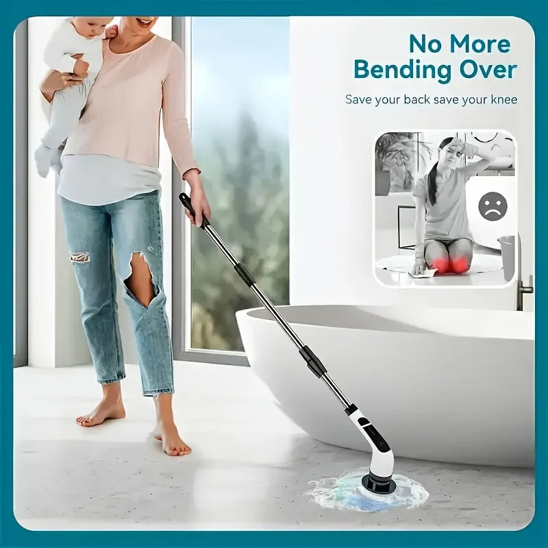 9-in-1 Electric Rotating Cleaning Brush | Wireless | Replaceable Heads | Telescopic Handle