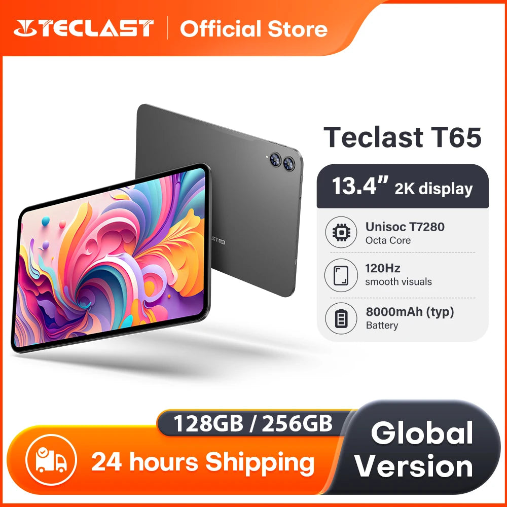 Teclast T65 Tablet – 13.4" 2K 120Hz, Unisoc T7280, 26GB RAM, 8000mAh, 4G LTE, Android 16