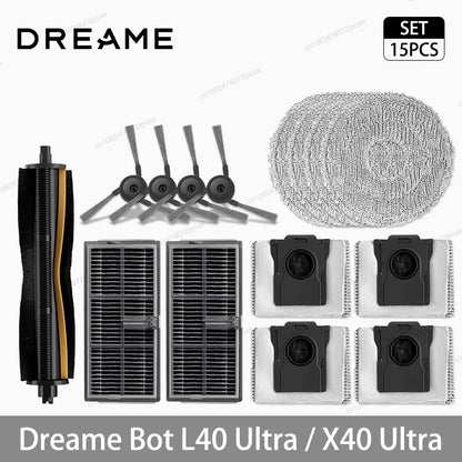 Dreame L40 Ultra / X40 Ultra Robot Vacuum Spare Parts – Brush, Filter, Mop & Dust Bag
