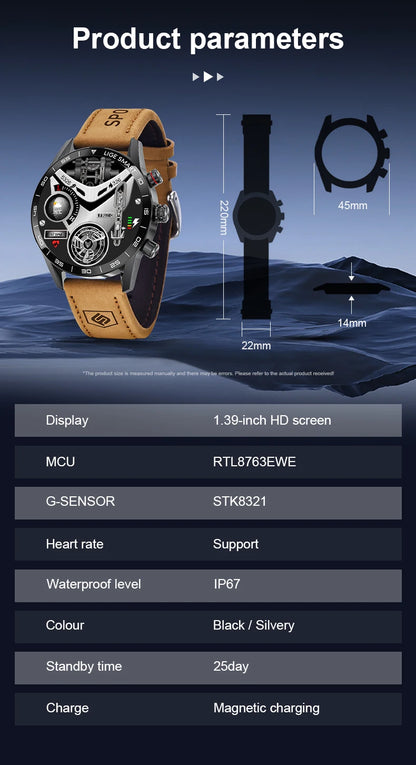 LIGE 2024 Rugged Military GPS Smart Watch – AMOLED HD, Heart Rate, BT Call, Waterproof