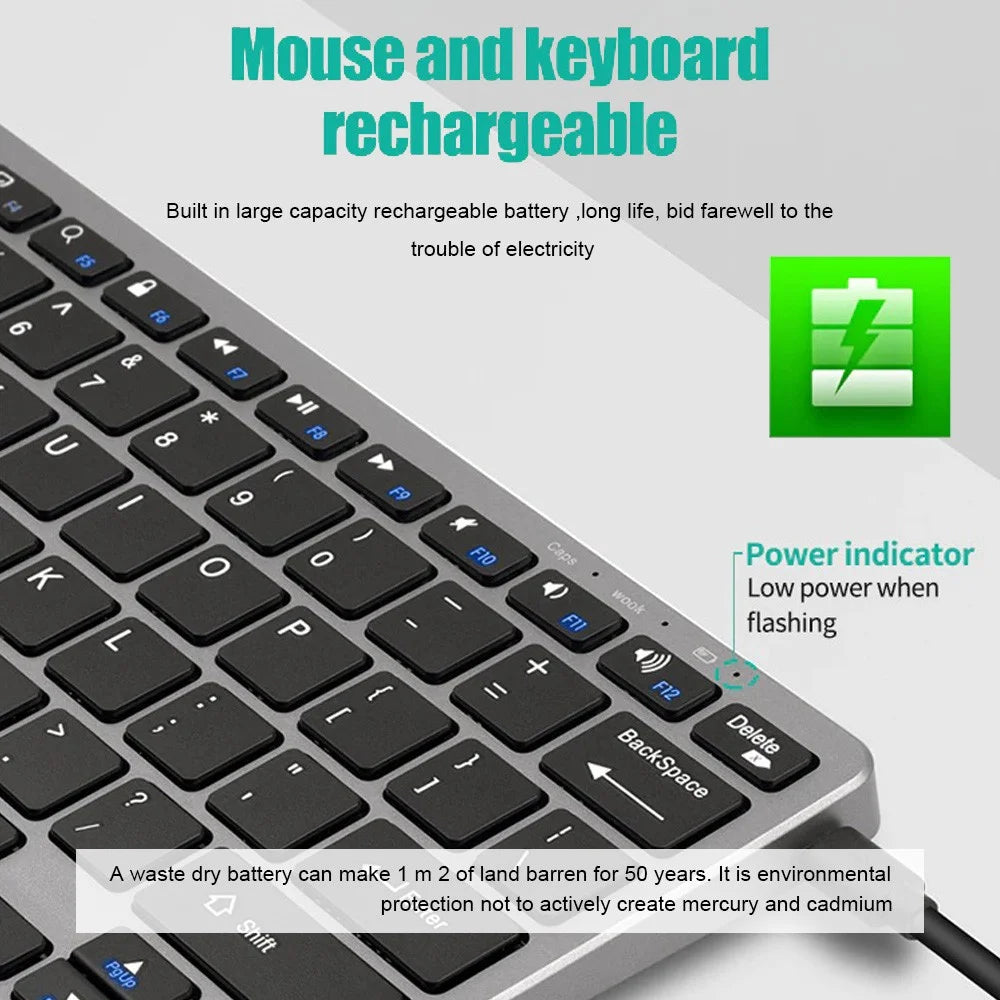 GOOJODOQ Wireless Keyboard – Bluetooth 5.0 & 2.4G, 78 Keys, for Laptop, PC, iPad, MacBook, Android