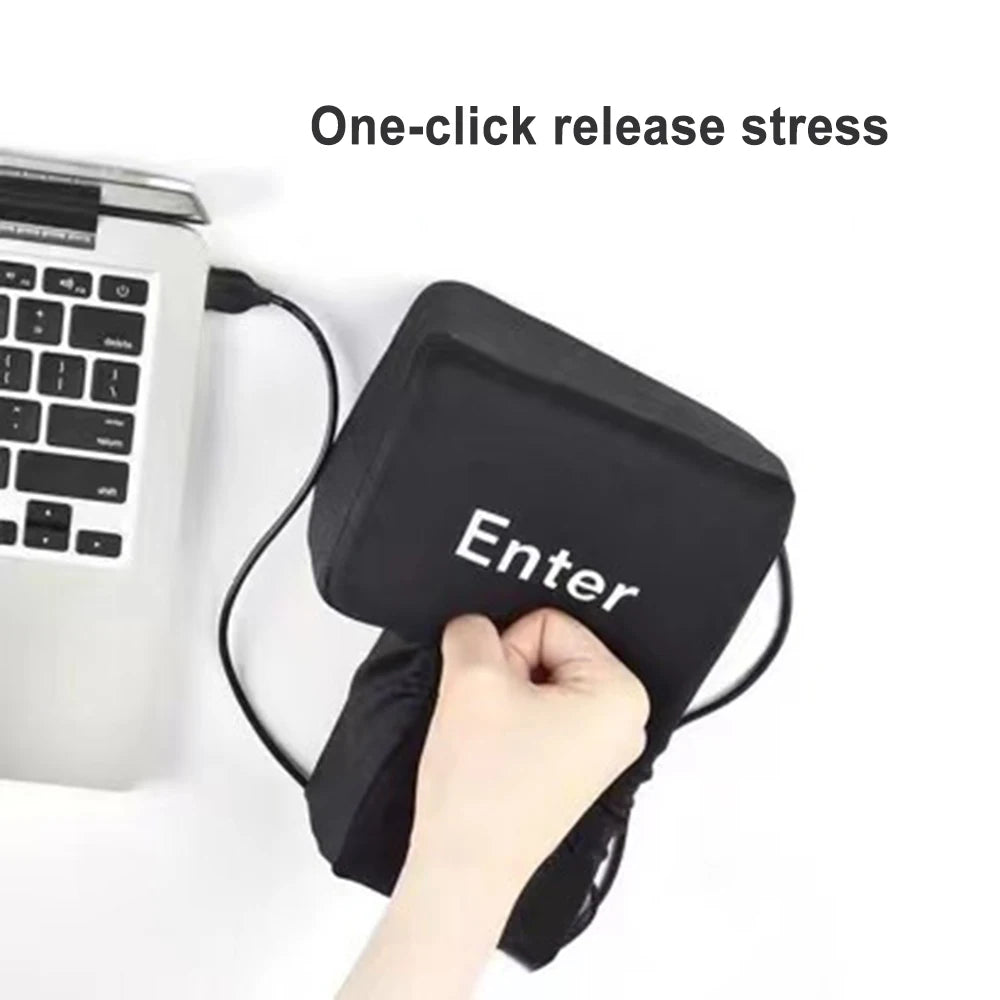 Giant USB Enter Key Pillow – Soft Decompression Stress Relief Toy for Office & Desk