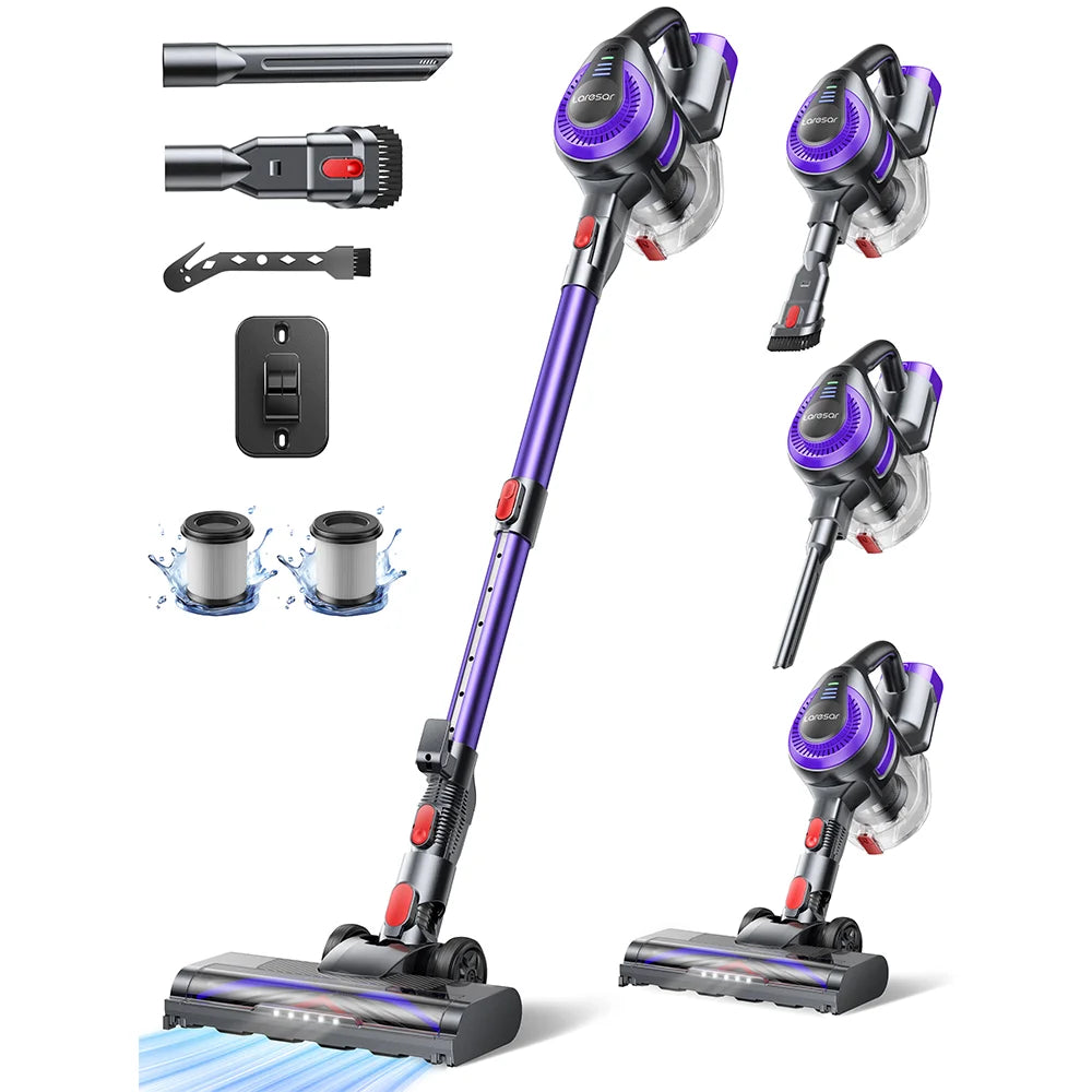 Laresar V10 Lite Cordless Vacuum Cleaner 38000Pa – 45 Min Runtime, EU Plug, for Carpets & Pet Hair