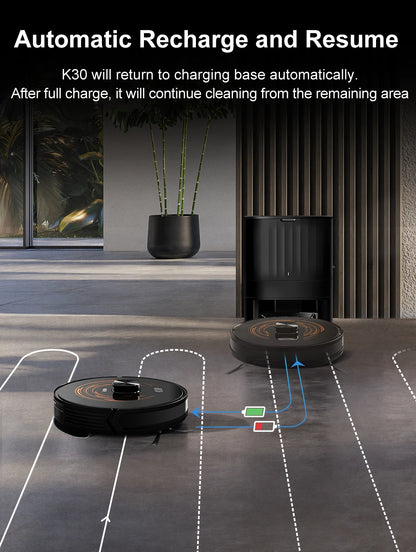 ABIR K30 Robot Vacuum Cleaner – Auto-Empty Dock, UV Spot Cleaning, 6500Pa, Multi-Floor Map
