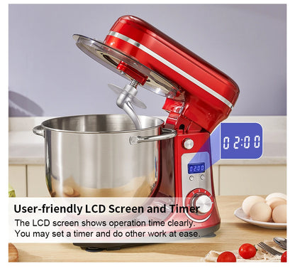 BioloMix BM601 1200W Kitchen Stand Mixer – 6L Stainless Bowl, 6-Speed, Quiet DC Motor