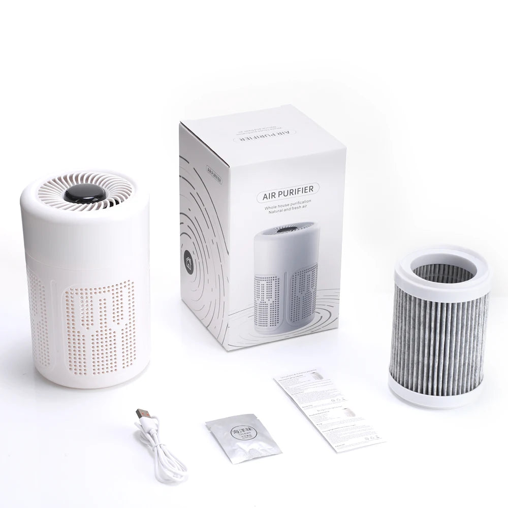 Mini Desktop Air Purifier — HEPA Filter, Negative Ion Technology, Removes Formaldehyde, Odors & Dust