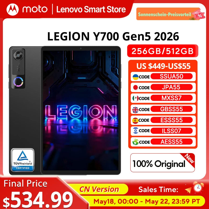 Lenovo Legion Y700 5th Gen CN | Snapdragon 8 Elite | 8.8" 3K 165Hz | 9000mAh | 50MP | Gaming Tablet