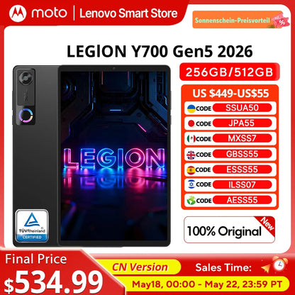 Lenovo Legion Y700 5th Gen CN | Snapdragon 8 Elite | 8.8" 3K 165Hz | 9000mAh | 50MP | Gaming Tablet