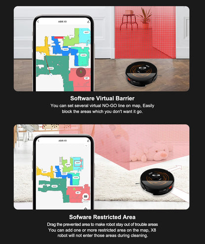 ABIR X9 Robot Vacuum Cleaner – Laser LiDAR, 6500PA Suction, UV Spot Cleaning, Multi-Floor Map, Auto Carpet Boost