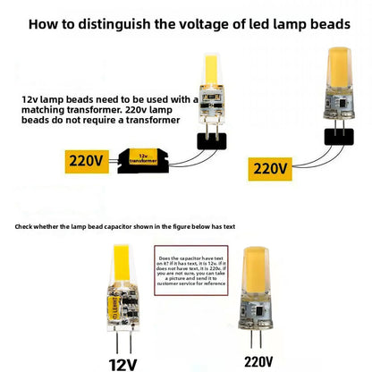 10pcs G4 / G9 / E14 LED COB Bulbs – Dimmable 6W 9W, 12V/220V, Halogen Replacement