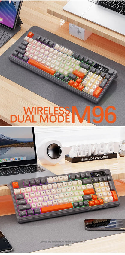 Free Wolf M96 Wireless Bluetooth Keyboard – 94 Key, Multimedia Knob, RGB, Battery Display