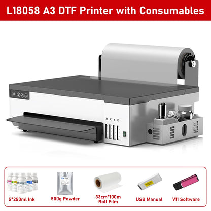 A4/A3 DTF Printer with DTF Oven – XP600, Direct to Film for T-Shirts & Clothes