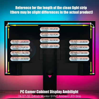 Skydimo Ambilight RGB LED Strip for PC Monitor – AURA USB 5V Software Control (24"/27"/32"/34")