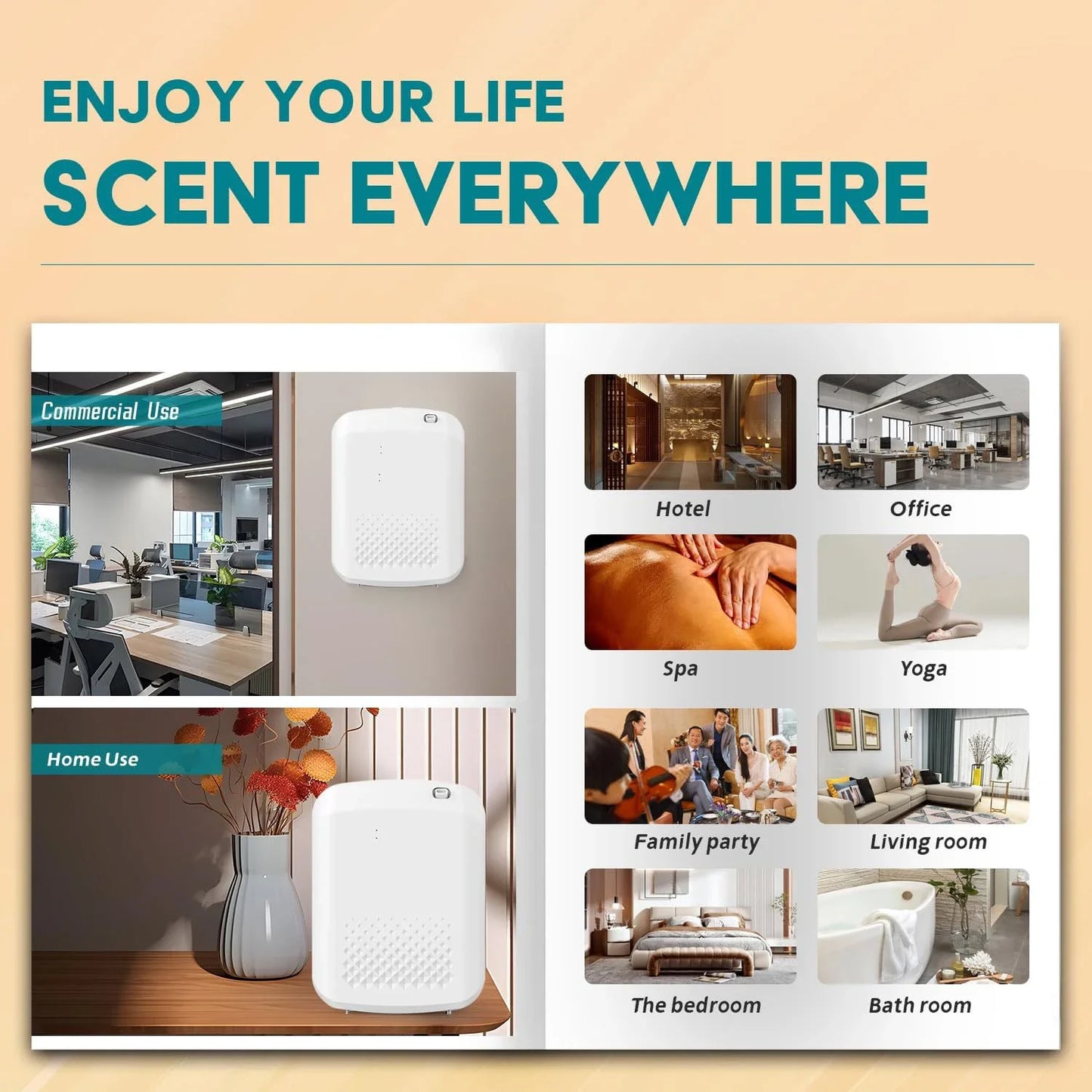 Hotel Collection Bluetooth Aroma Diffuser – 400ml Waterless Essential Oil Scent Machine, App Control