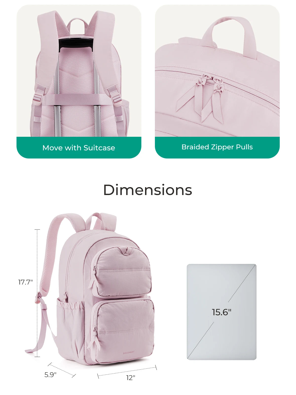 BAGSMART Large Laptop Backpack for Women & Men — Travel & College