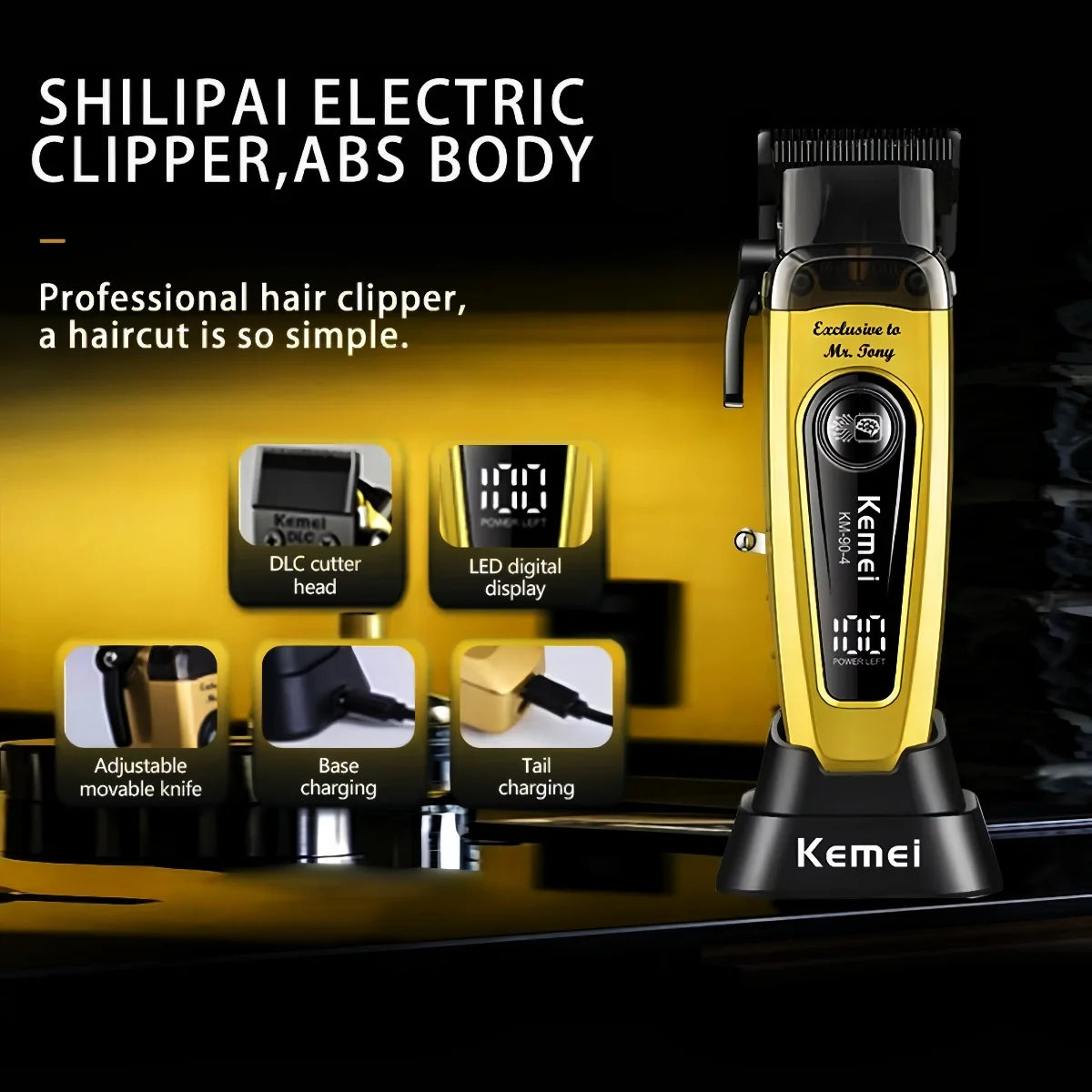 Kemei White 90-4 Professional Hair Clippers – Cordless Barber Clipper Set