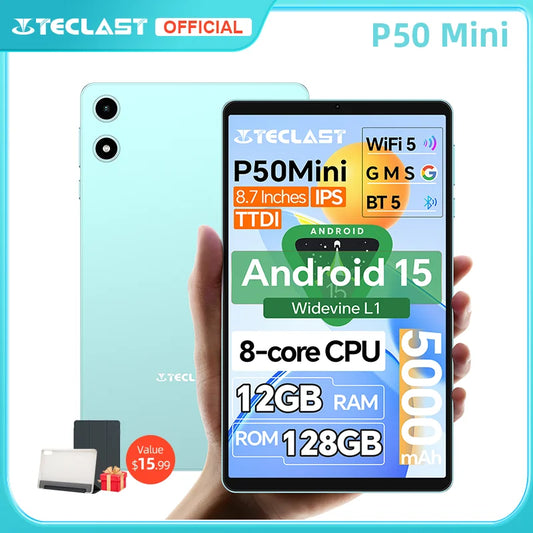 Teclast P50 Mini Tablet 8.7" Android 15 – 12GB RAM, 128GB, T606, GPS, WiFi, 5000mAh