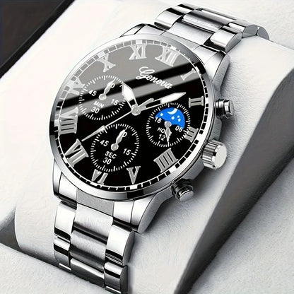 Men's Classic Business Quartz Watch - Stainless Steel Band, Elegant Dress Watch