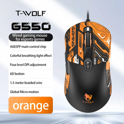 OBAME Wired Gaming Mouse – 6-Key RGB Backlight, Anti-Slip Sticker Design