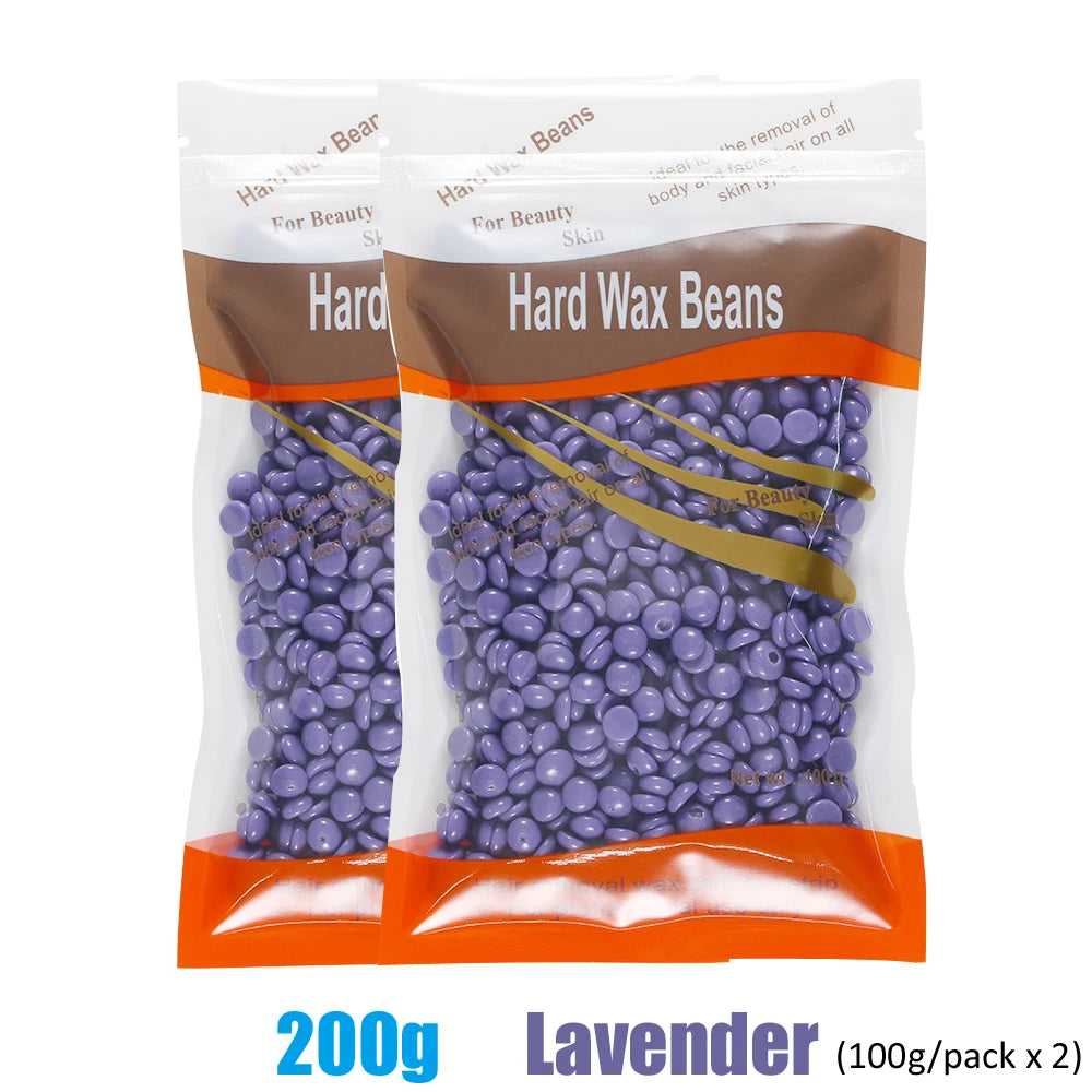 R.E.D. Shopping hard wax beans for hair removal, 500g, 200g, or 50g, professional waxing product in a warm wax container.