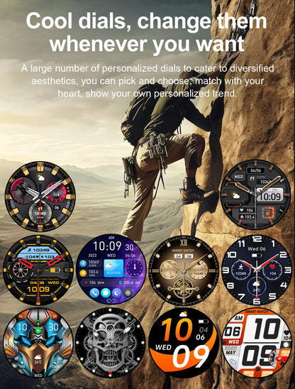 AMOLED Smart Watch for Men – Flashlight, Sports, Waterproof, Bluetooth Call + Box