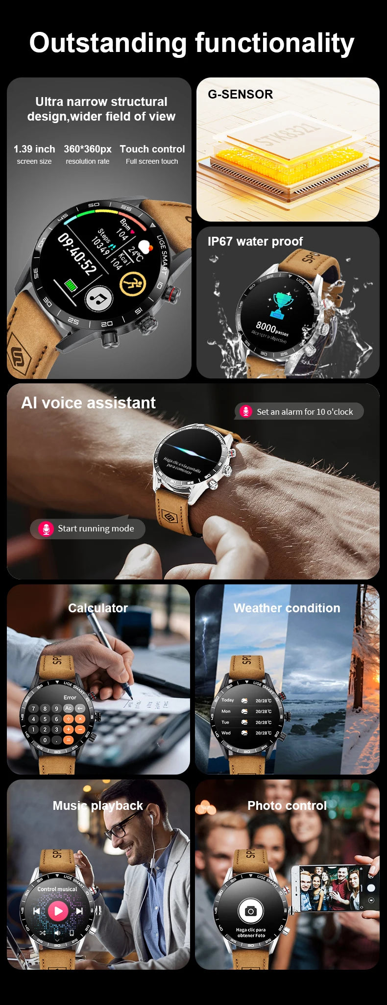 LIGE 2024 Rugged Military GPS Smart Watch – AMOLED HD, Heart Rate, BT Call, Waterproof