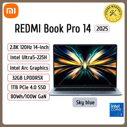 Xiaomi Redmi Book Pro 14 2025 — Intel Ultra5/Ultra7, 16/32GB RAM, Up to 2TB SSD, 2.8K 120Hz