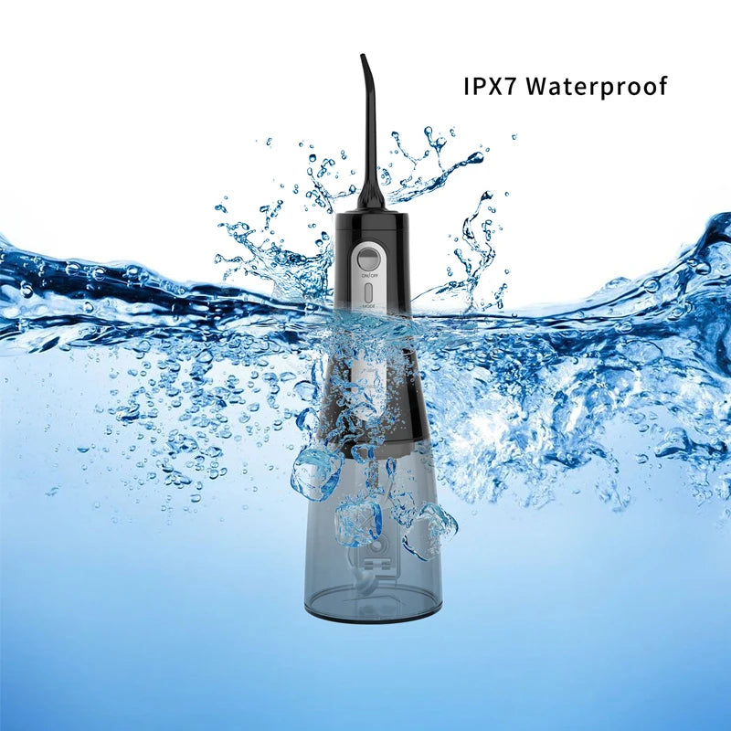 Oral Irrigator Water Dental Flosser – 350ml, 5 Modes, IPX7, 6 Nozzles, Rechargeable
