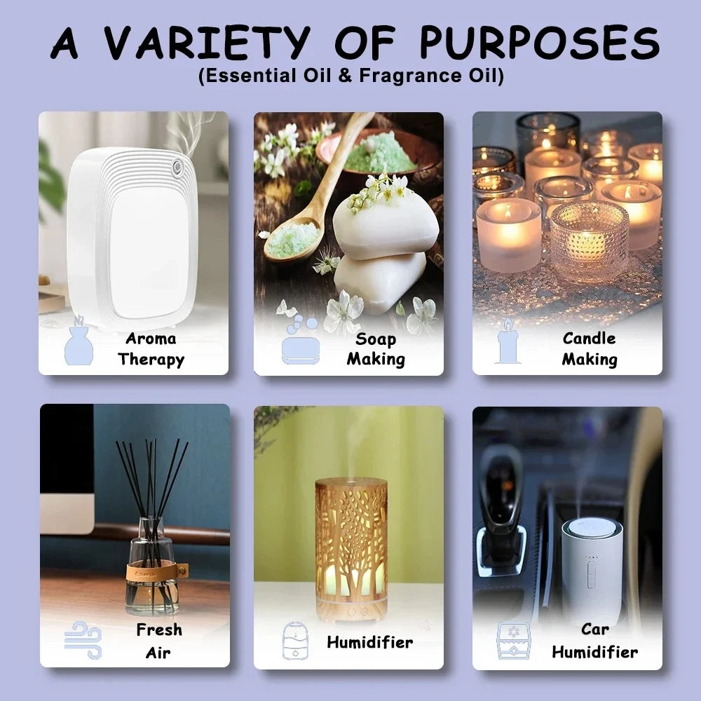 100% Pure Essential Oil Set 10x5ml – Hotel, Floral, Perfume & Mix Scents for Aroma Diffuser
