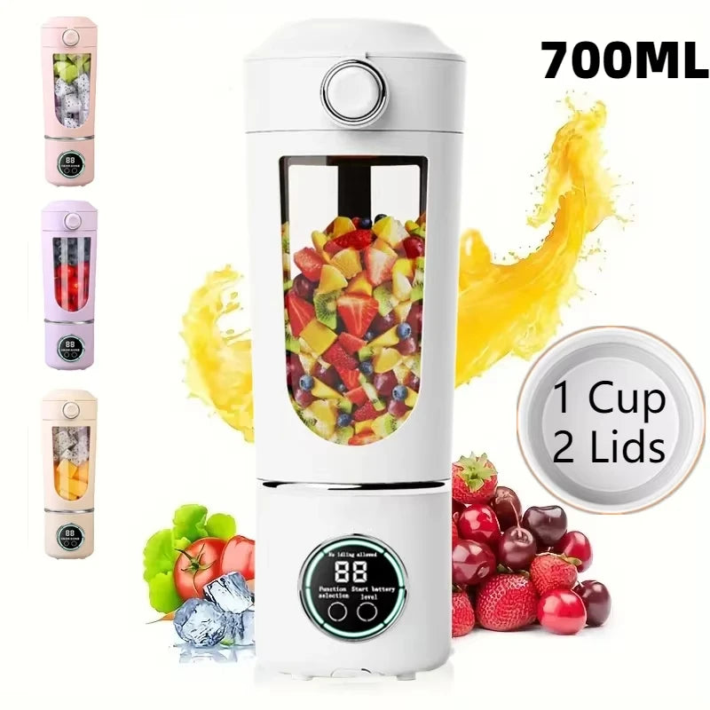 Portable Juice Blender 700ml | USB Rechargeable | 2-in-1 Bottle | Smoothie Maker
