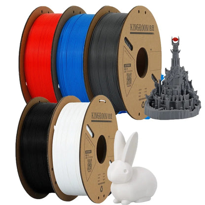 KINGROON PLA Filament 1.75mm – 5 or 10 Rolls, Mixed Colors, No Bubble