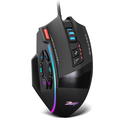 ZELOTES C13 Wired Gaming Mouse | 13 Keys | 10000 DPI | RGB | Laser Sensor | For Laptop & PC