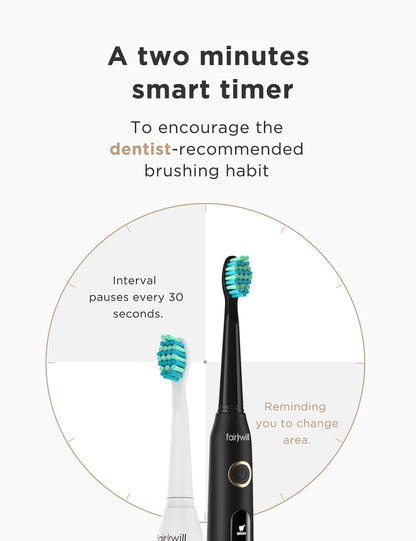 Fairywill FW-D7 Sonic Electric Toothbrush | 5 Modes | USB | Smart Timer | Travel Case