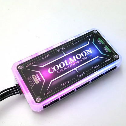 COOLMOON ARGB Fan Hub Controller – 12V 6-Pin, Remote Control, Silent