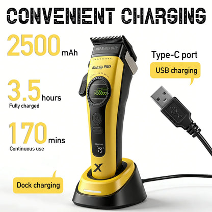 BRDCLIP 898C Professional Hair Clipper – 8000 RPM, DLC Blade, 160min Runtime, Barber & Home Use