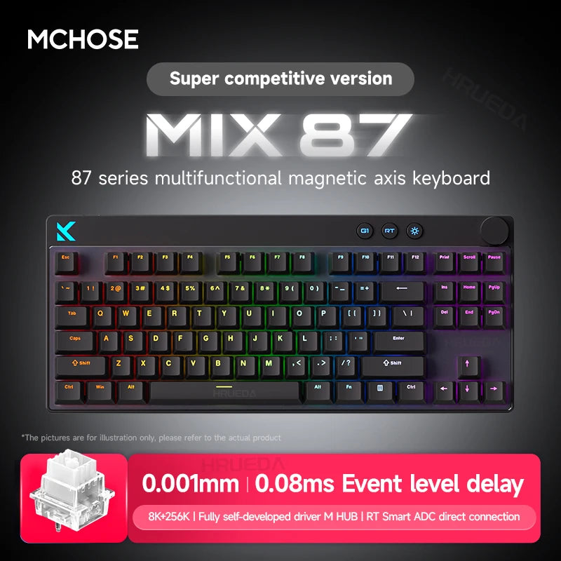 MCHOSE MIX87 Magnetic Axis Gaming Keyboard | 87 Keys | 8K Hz | 0.08ms | RGB | Hot-Swap | Wired