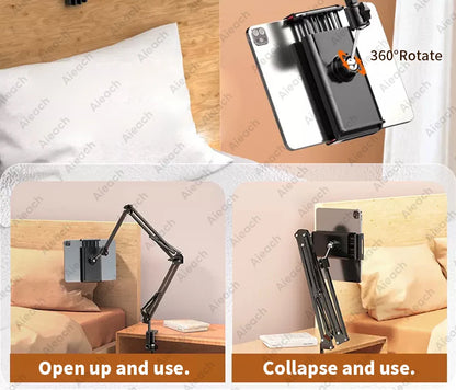 AIEACH 360° Rotating Bed Tablet Stand – 90cm Metal Arm, Fits 4.7–12.9" Phones & Tablets