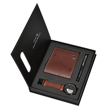 Three-piece men's watch gift set by R.E.D. Shopping from the TOMI Luxury Business Collection, featuring stylish watches with metal bands.