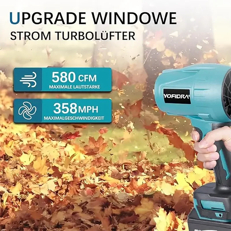 YOFIDRA 28000RPM Cordless Electric Air Blower – 576 km/h Leaf Blower for Makita 18V
