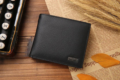 Genuine Cowhide Leather Men's Wallet – Short Bifold