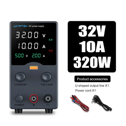Wanptek Adjustable DC Lab Bench Power Supply – 30V/10A, 60V/5A, 120V/3A