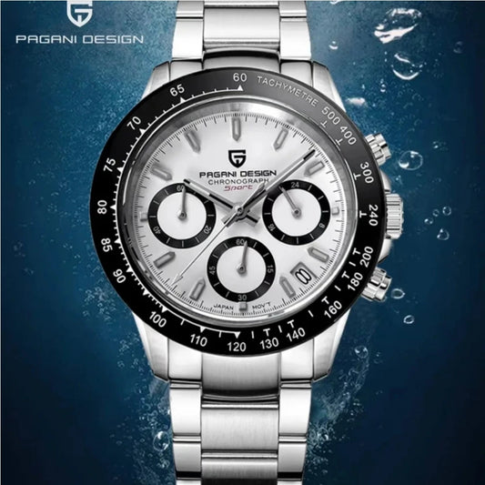 PAGANI DESIGN Men's Luxury Chronograph Watch – 100M Waterproof, Quartz Sport Wristwatch, Gift