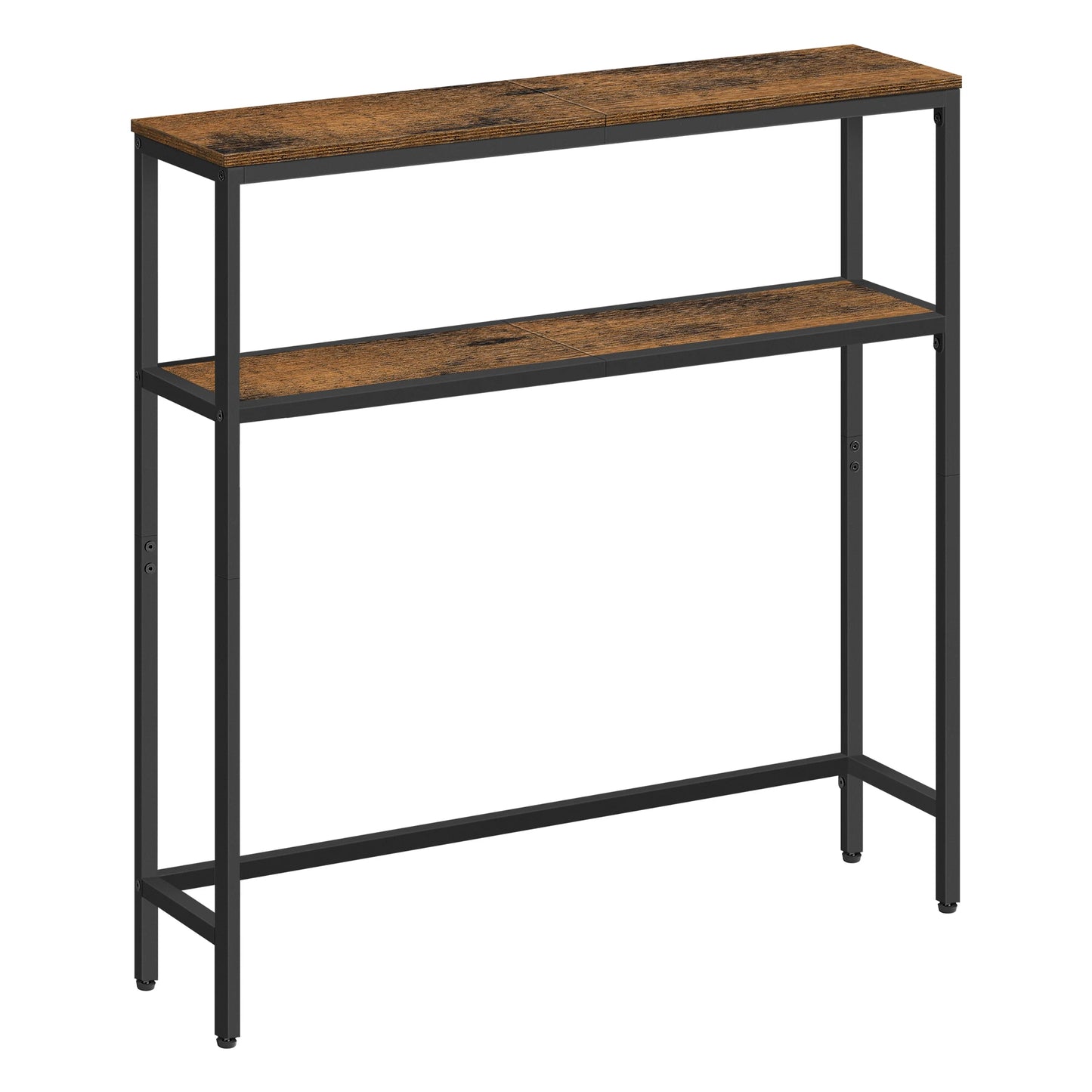 VASAGLE narrow console table with two shelves, R.E.D. Shopping entryway furniture, 20x100x80cm, ideal for hallway or living room.