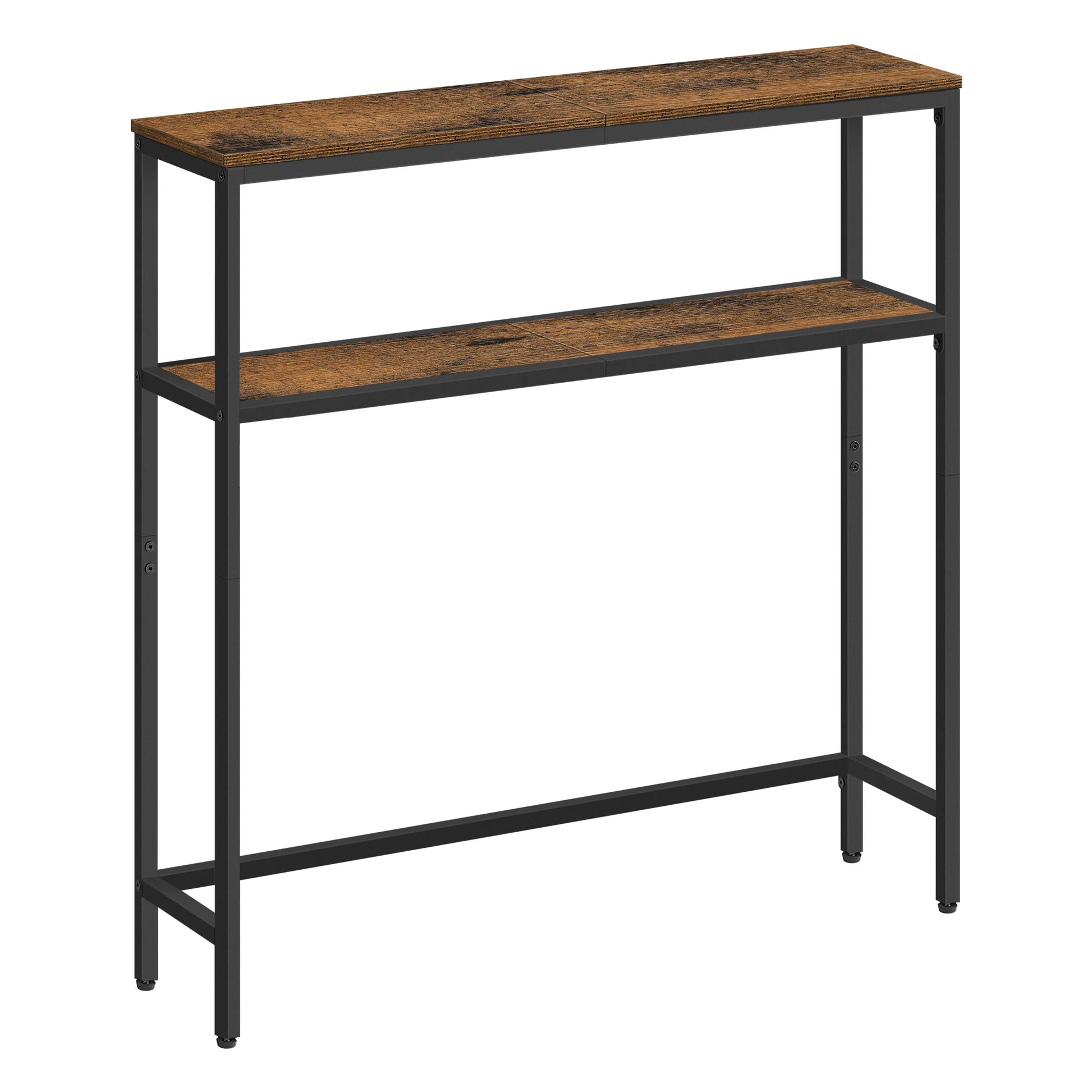 VASAGLE narrow console table with two shelves, R.E.D. Shopping entryway furniture, 20x100x80cm, ideal for hallway or living room.