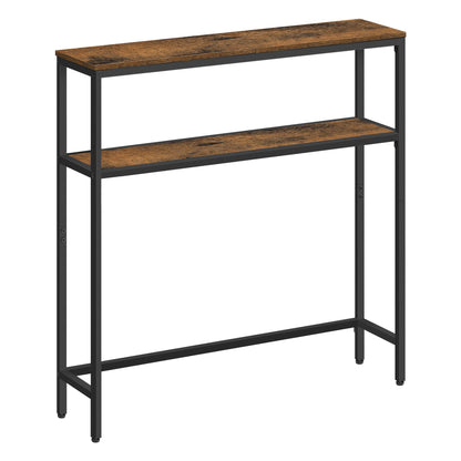 VASAGLE narrow console table with two shelves, R.E.D. Shopping entryway furniture, 20x100x80cm, ideal for hallway or living room.