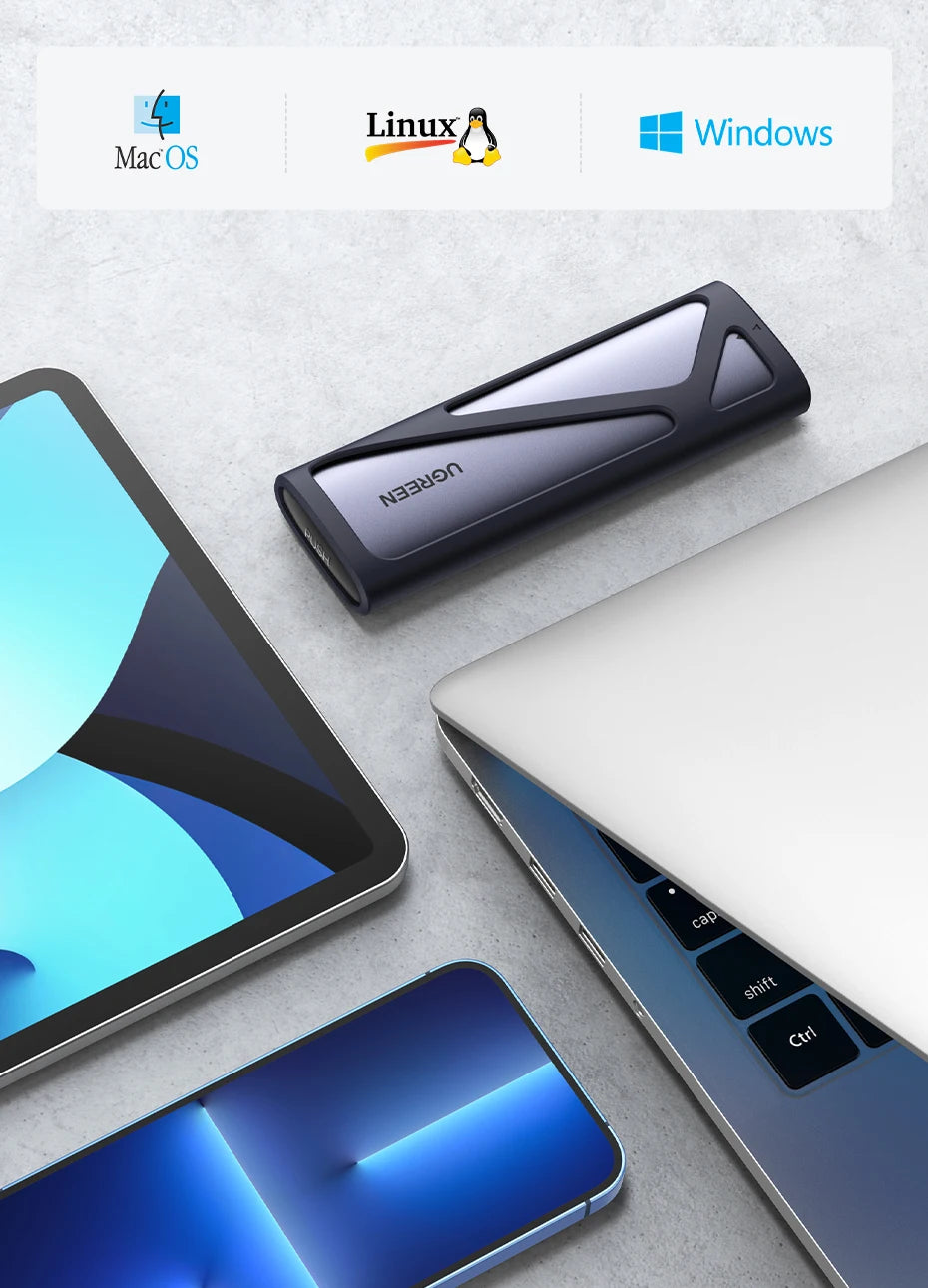 UGREEN M.2 SSD Case | NVMe & SATA Dual Protocol | USB-C 3.1 10Gbps | NVMe PCIe / NGFF SATA | External SSD Enclosure