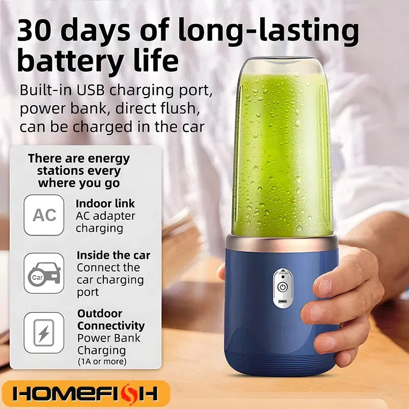 Portable Juicer Blender 400ml – USB Rechargeable Electric Fruit Juicer & Smoothie Cup