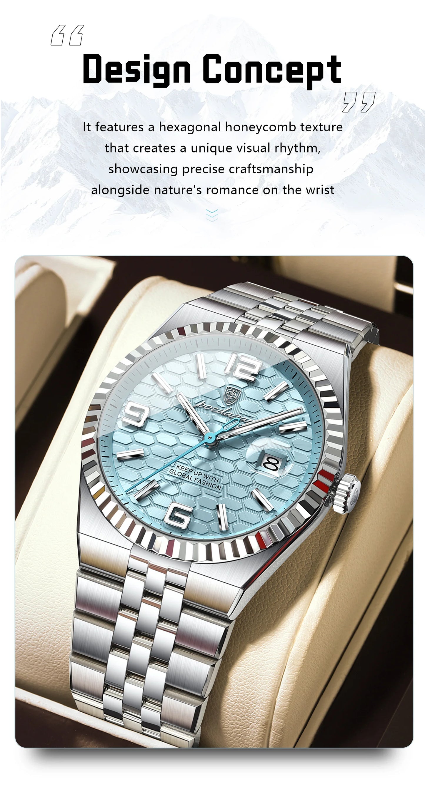 POEDAGAR Men's Luxury Watch – Stainless Steel, Waterproof, Luminous, Date Display, With Box