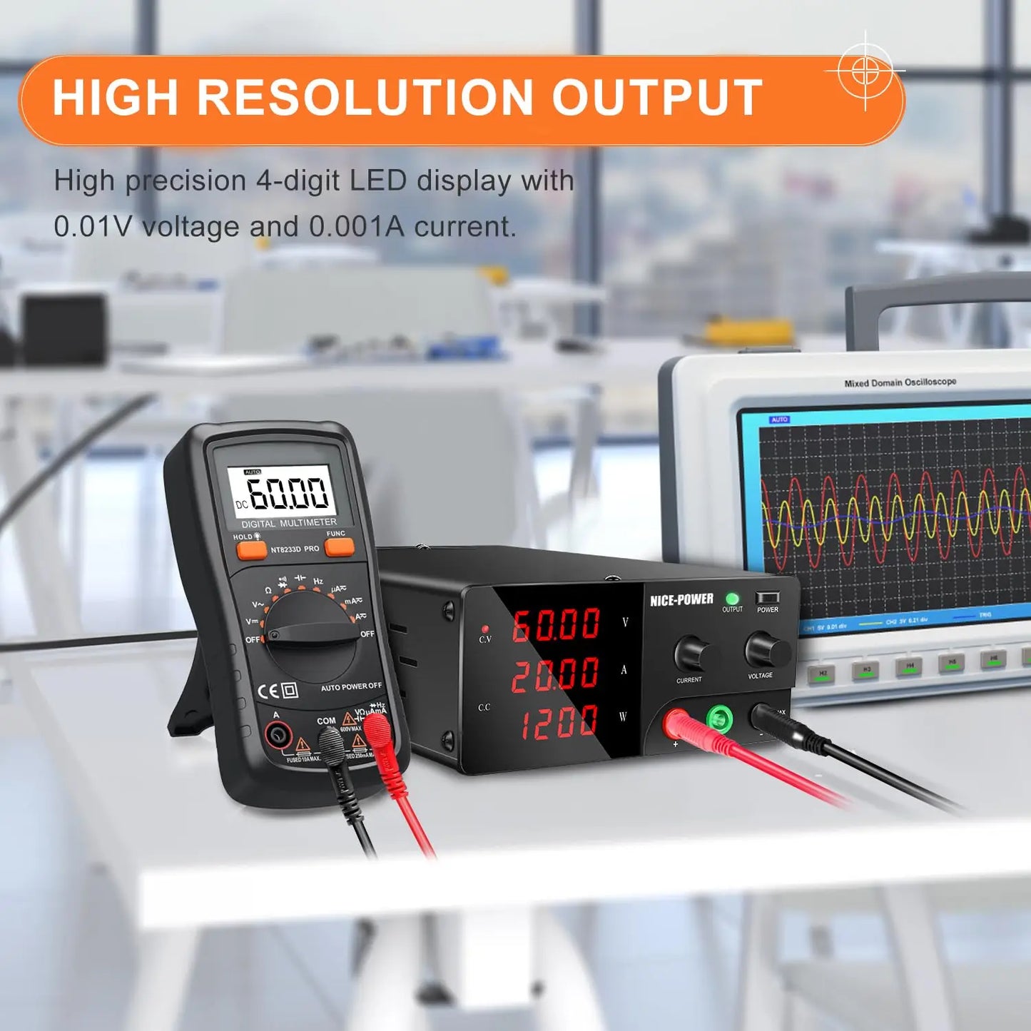 KUAIQU Adjustable DC Lab Bench Power Supply (30V–120V)